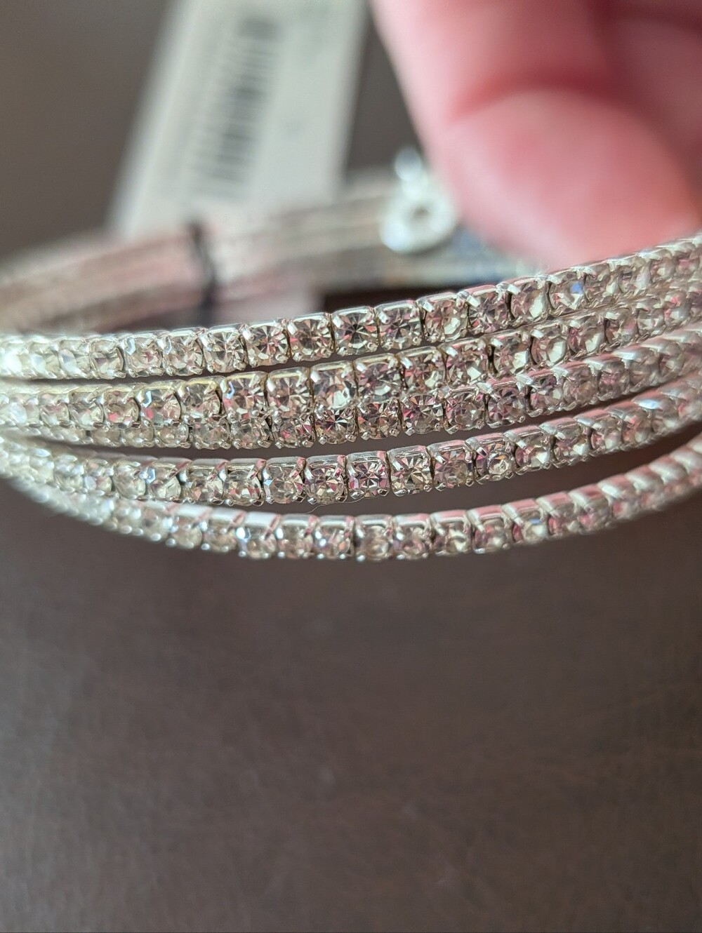 Silver Crystal Multi-Row Coil Bracelet